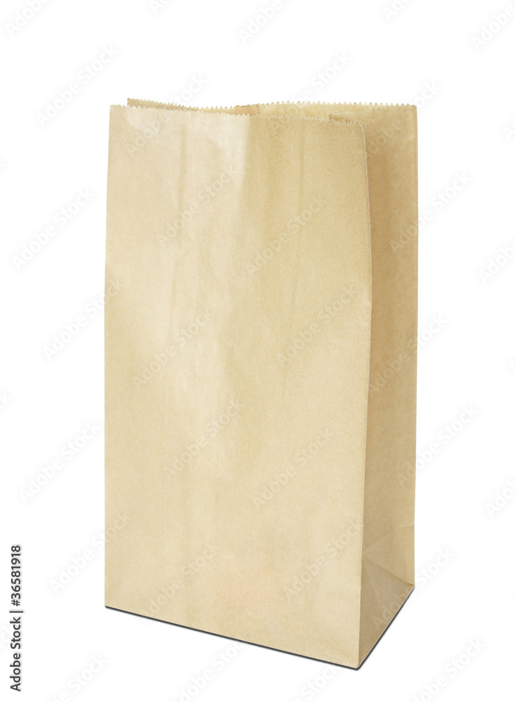 Brown paper bag isolated on white