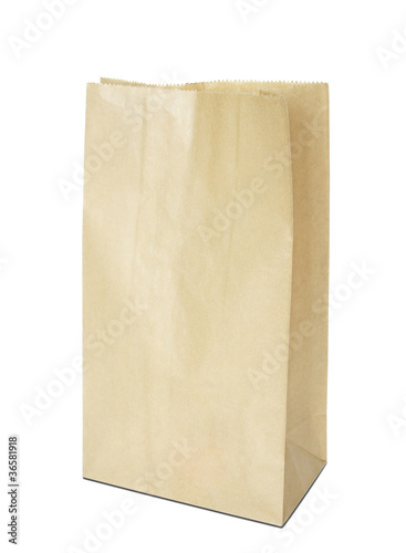 Brown paper bag isolated on white