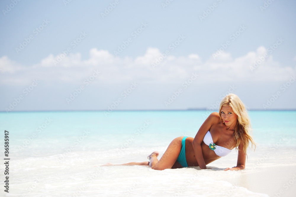 woman on the sand the ocean coast