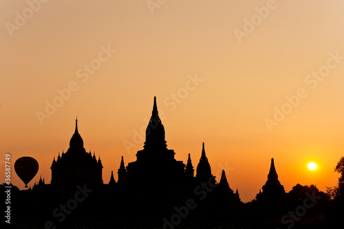 Bagan at Sunset, Myanmar.