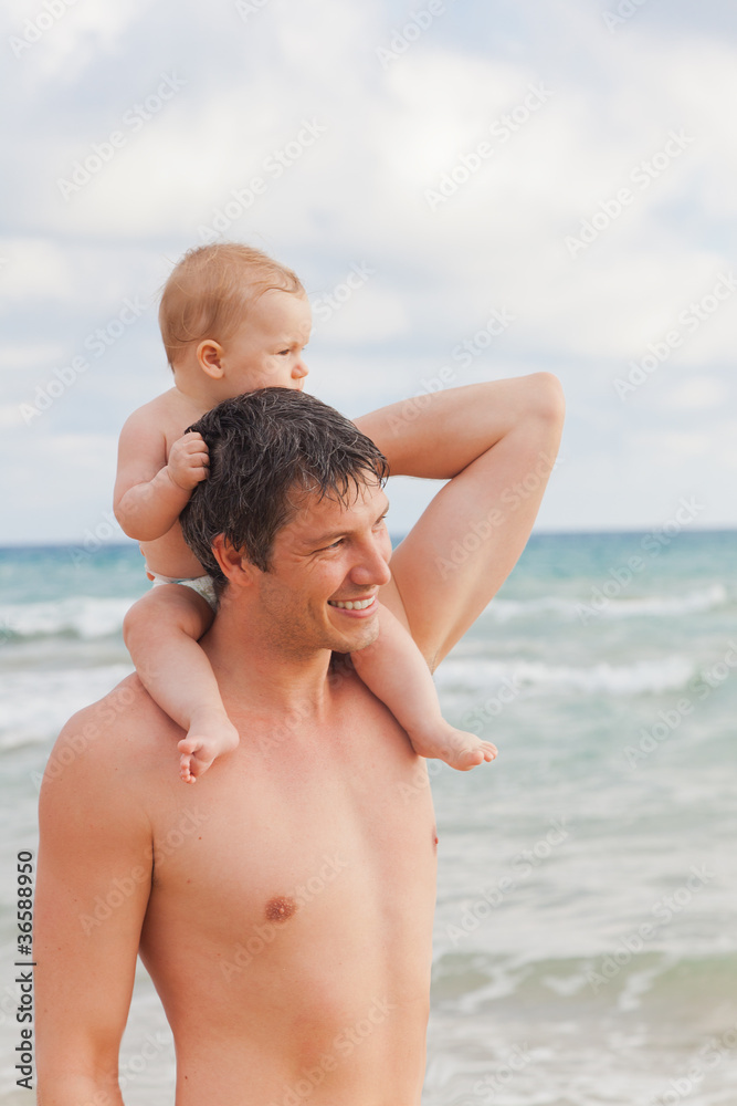 summer dad with baby summer dad with baby