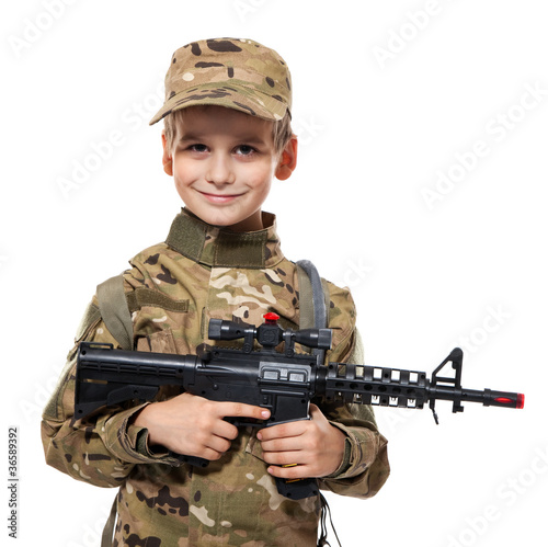 Young soldier with rifle