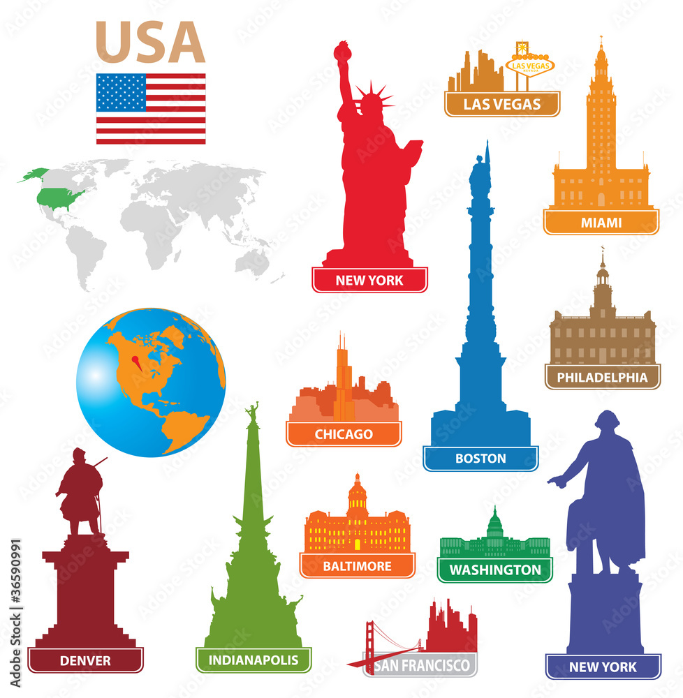 Symbols city USA vector de Stock | Adobe Stock