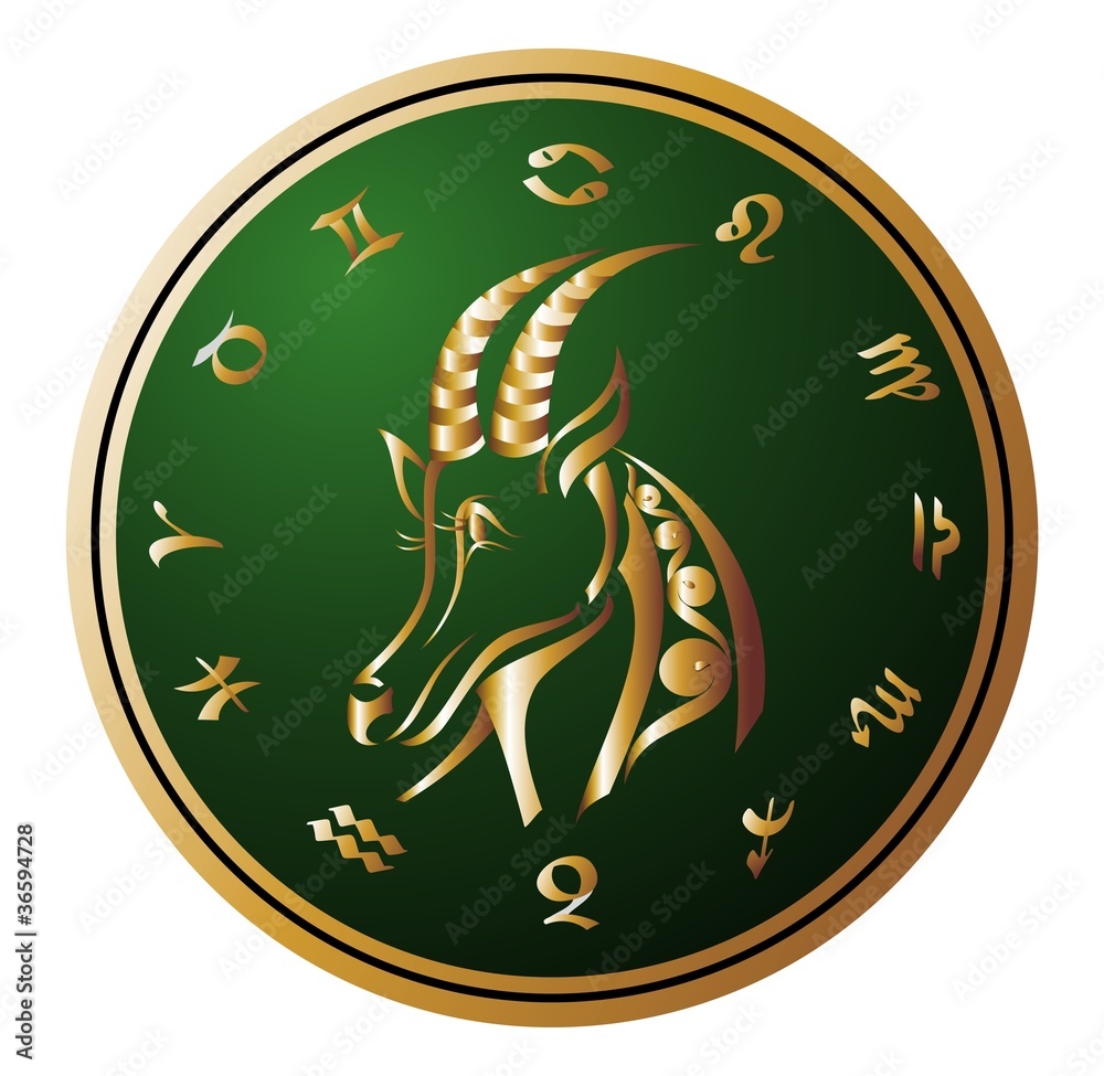 Zodiac Wheel with sign of Capricorn. Tattoo design. Stock Vector | Adobe  Stock