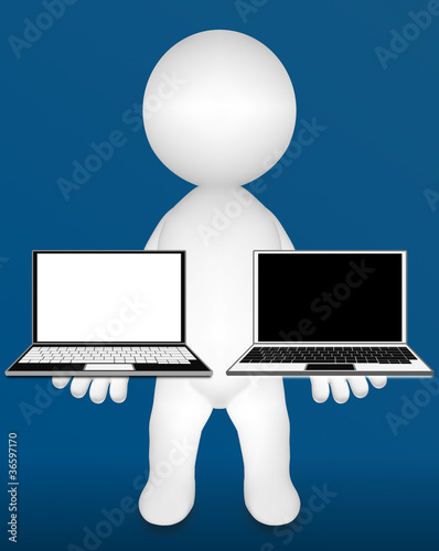 Human holding white & black...