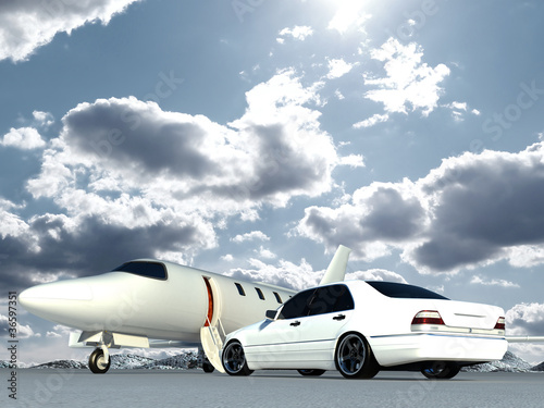 plane and car