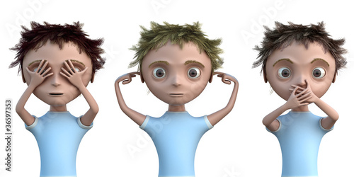 Hear, see and speak no evil isolated