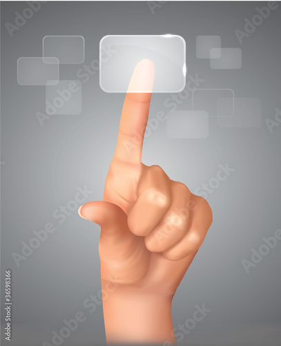 The hand on the flow of several button. Vector.