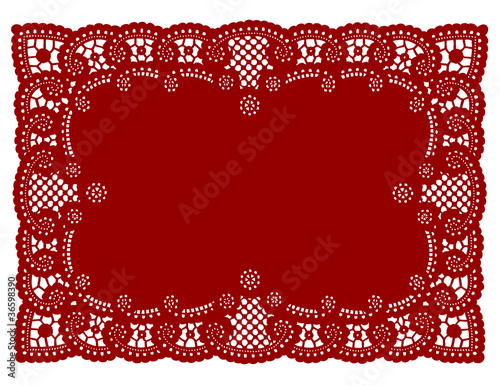 Lace Doily Place Mat, Red