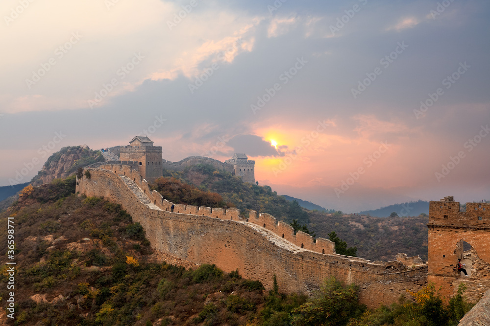 great wall in sunset