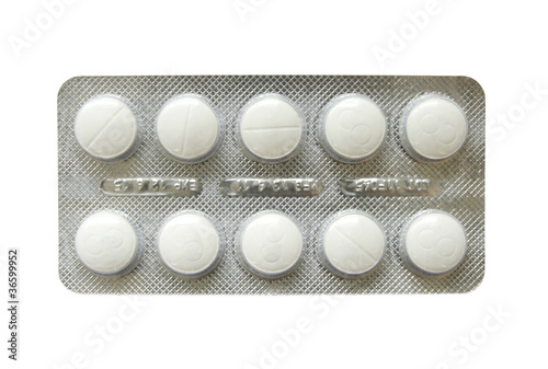 Pack of pills isolated on white background