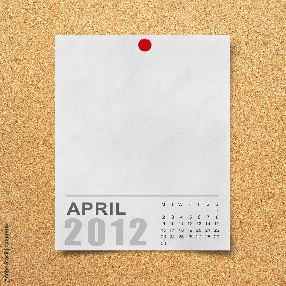 Calendar 2012 on blank Note Paper Background
