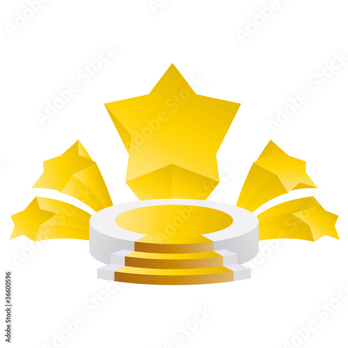 honour succeed podium  rostrum with divergent stars background