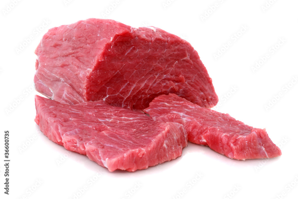 Cut of  beef steak on white. Isolated.