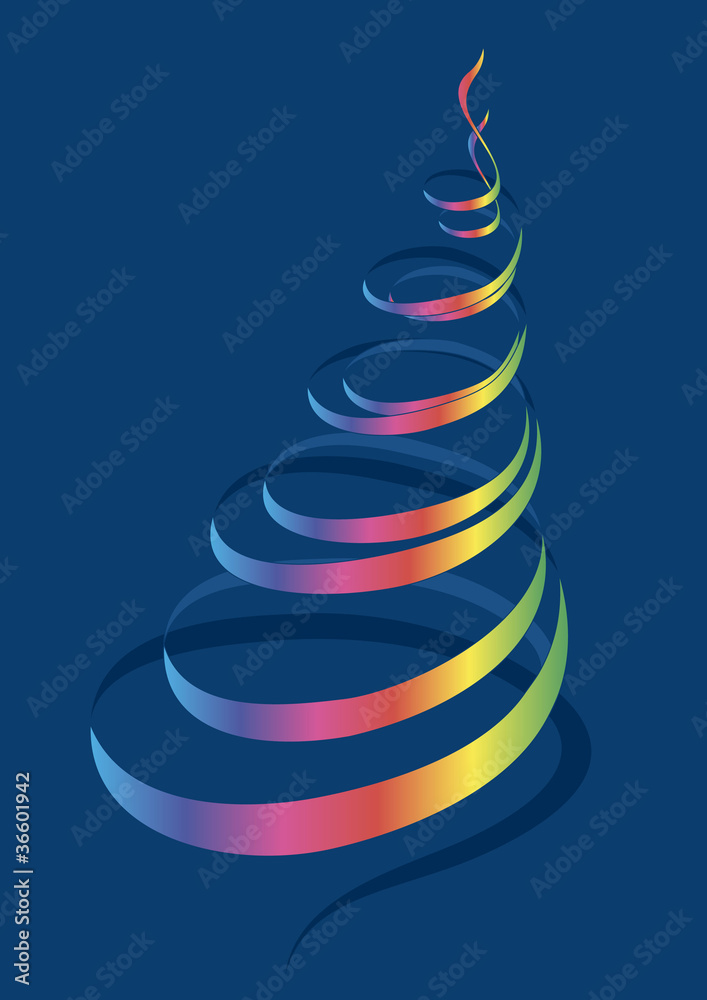 New year's Radiant Christmas tree in a modern style.Postcard. New year's Radiant Christmas tree in a modern style.Postcard.