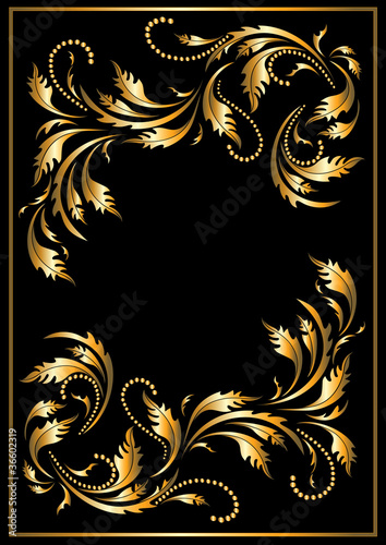 Fototapeta Naklejka Na Ścianę i Meble -  Gold  frame in the Gothic style. Frame.