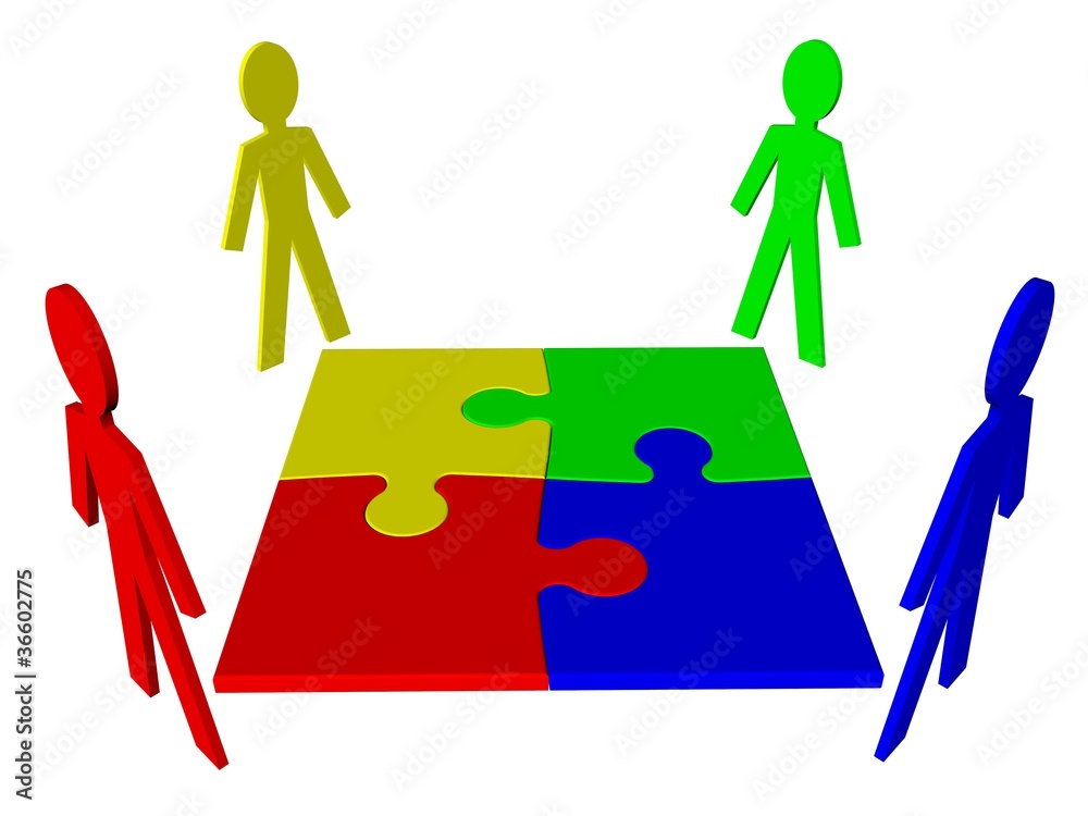 Characters and puzzle - business team, teamwork Characters and puzzle - business team, teamwork