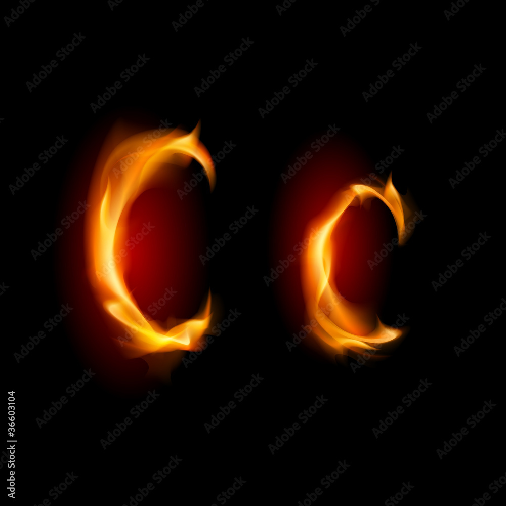 Fiery font. Letter C Fiery font. Letter C
