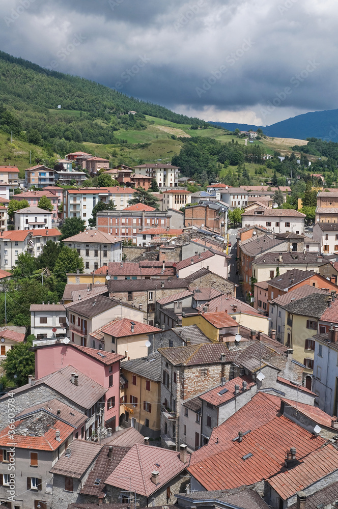 Panoramic view of Bardi. Emilia-Romagna. Italy.