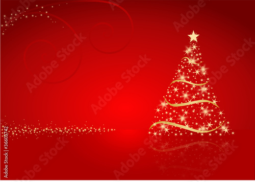 Weihnachtsbaum auf rotem Grund