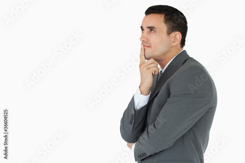 Side view of businessman in thoughts