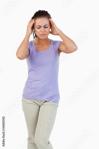 Young female having a headache