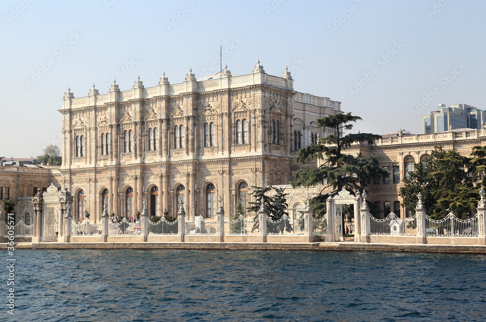 The Dolmabahce Palace on the Bosporus Straits  in Istanbul