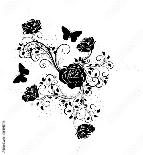 floral roses noires