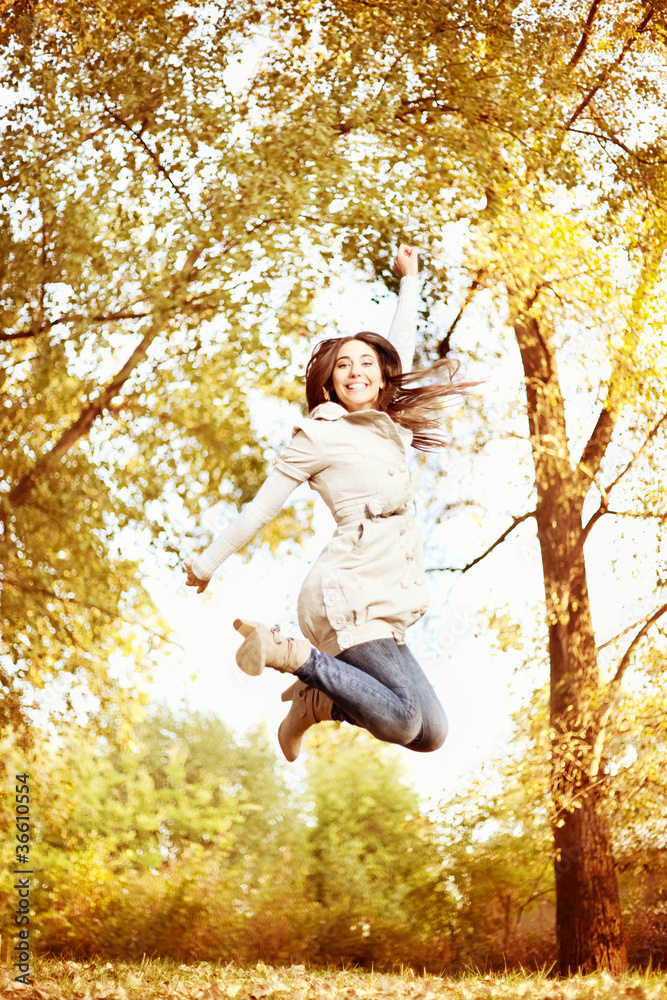 jump in autumn park