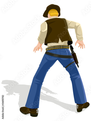 Vector illustration of a cowboy in duel position