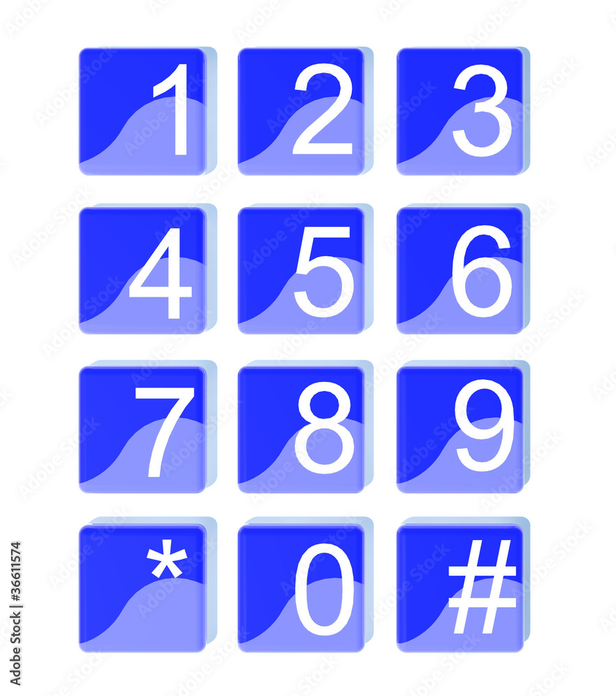 Blue numeric button Blue numeric button