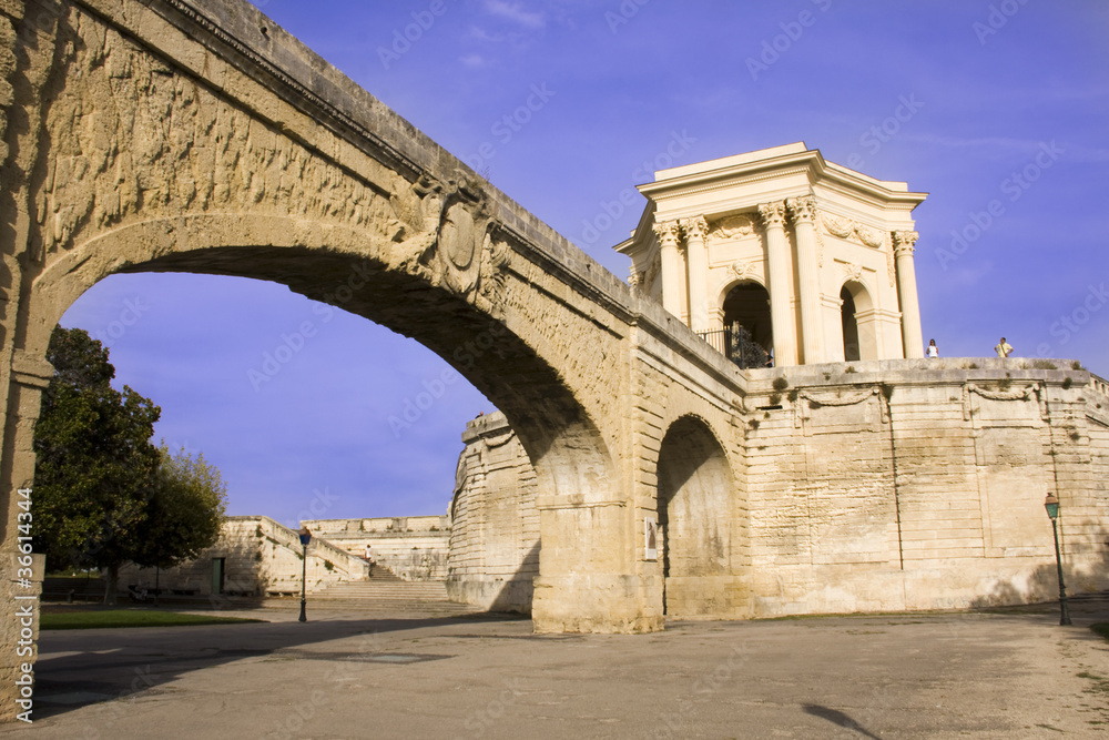 Roman aquaduct and Castelo d'agua in Montpellier