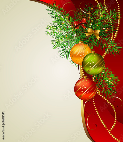 Christmas background with three evening balls