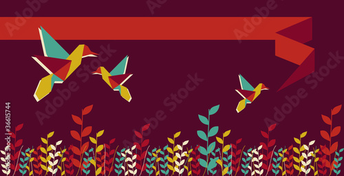 Origami hummingbird group banner