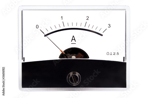 Obraz na płótnie Analog current panel meter, isolated on white.. w salonie