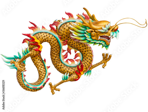 Wallpaper Mural Golden dragon isolated on white background with clipping path Torontodigital.ca