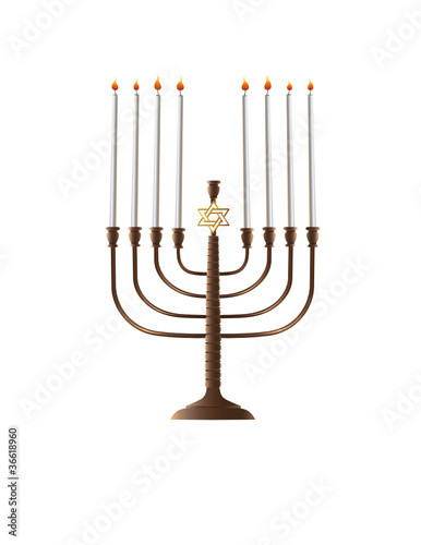 candles in Hanukkah menorah