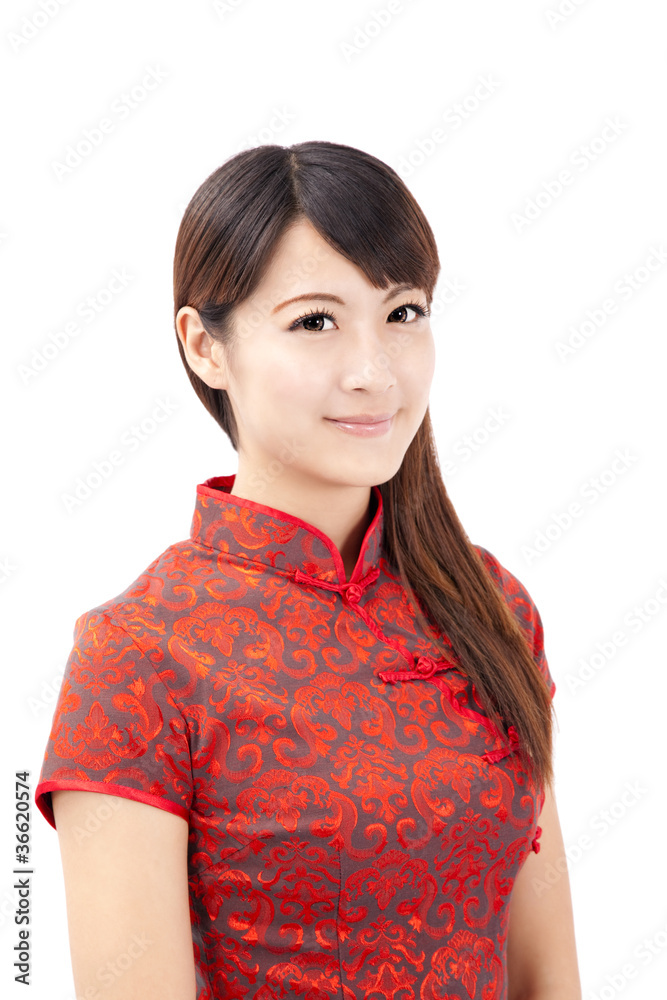 smiling beautiful chinese young woman with tradition clothing smiling beautiful chinese young woman with tradition clothing