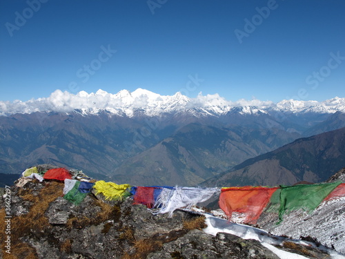 Prayer flags in the Himalayas, Nepal photo