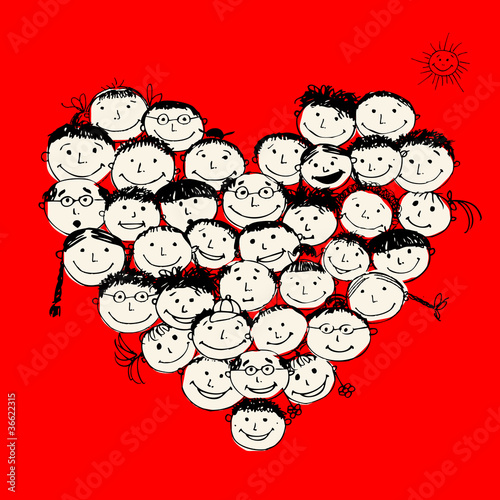 Happy peoples, heart shape for your design