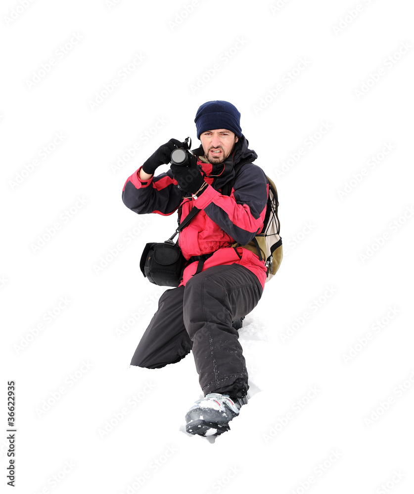 Photographer in extreme conditions getting picture Photographer in extreme conditions getting picture
