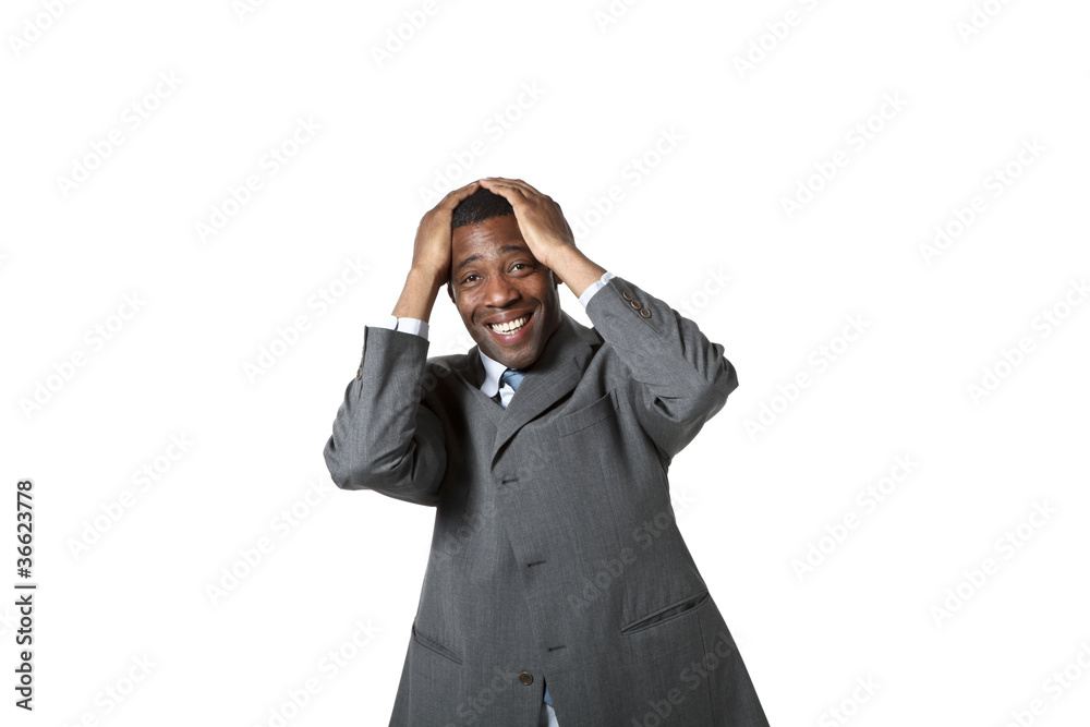 portrait of black businessman over white background portrait of black businessman over white background