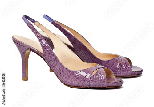 A pair of elegance summer female shoes on the white background