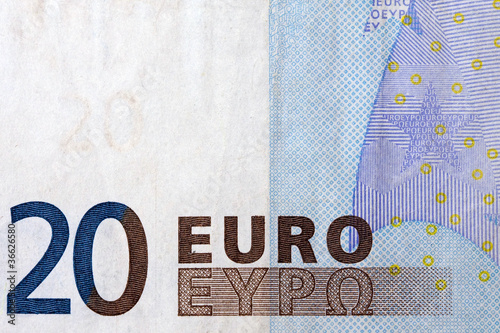 twenty euro banknote detail