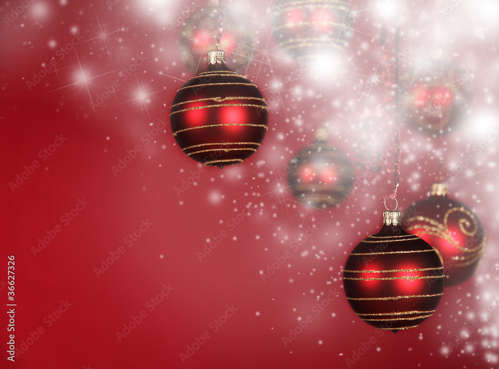 Fototapeta premium christmas balls with snow flakes