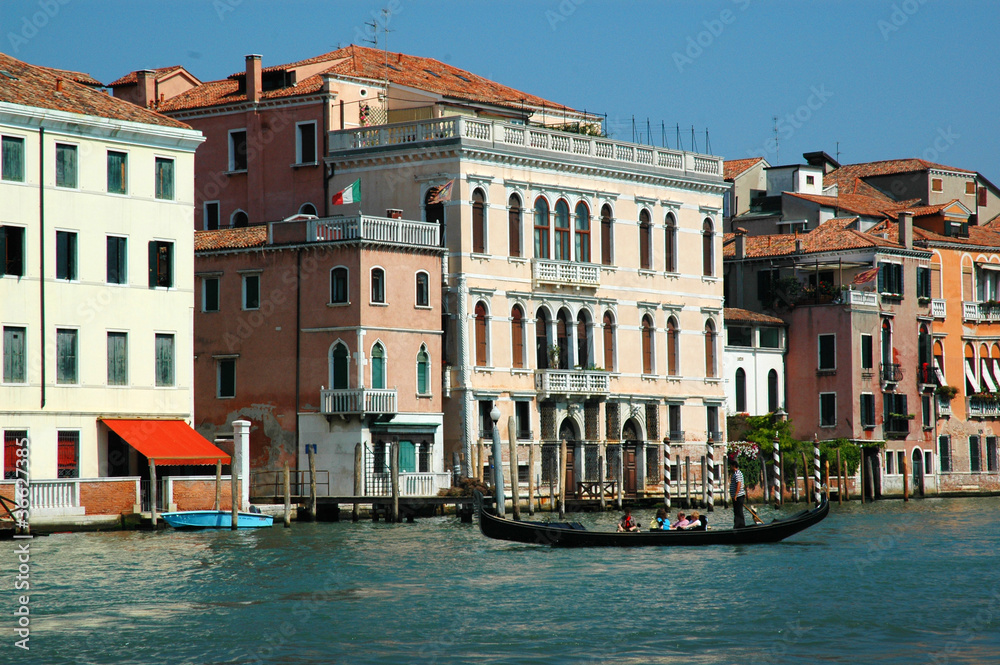 Old Palazzos on the Grand Canal in the City of Venice Italy