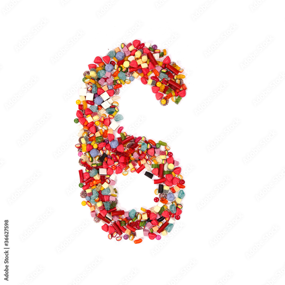 Candy letter on white background