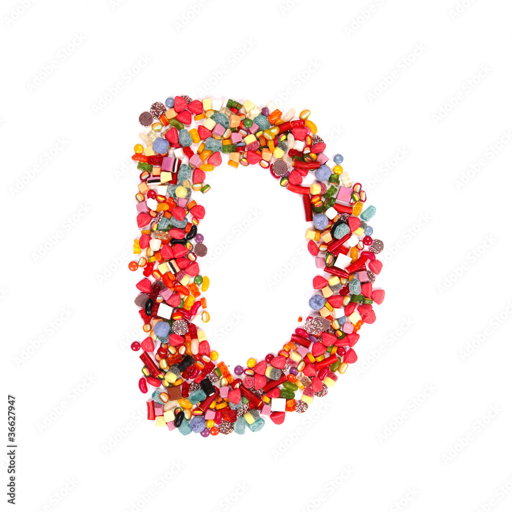 Candy letter on white background