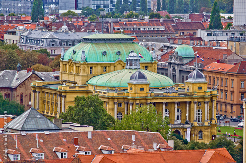 Zagreb rooftops and croatian national theater photo