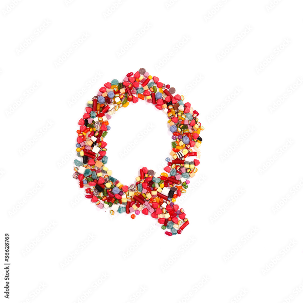 Candy letter on white background